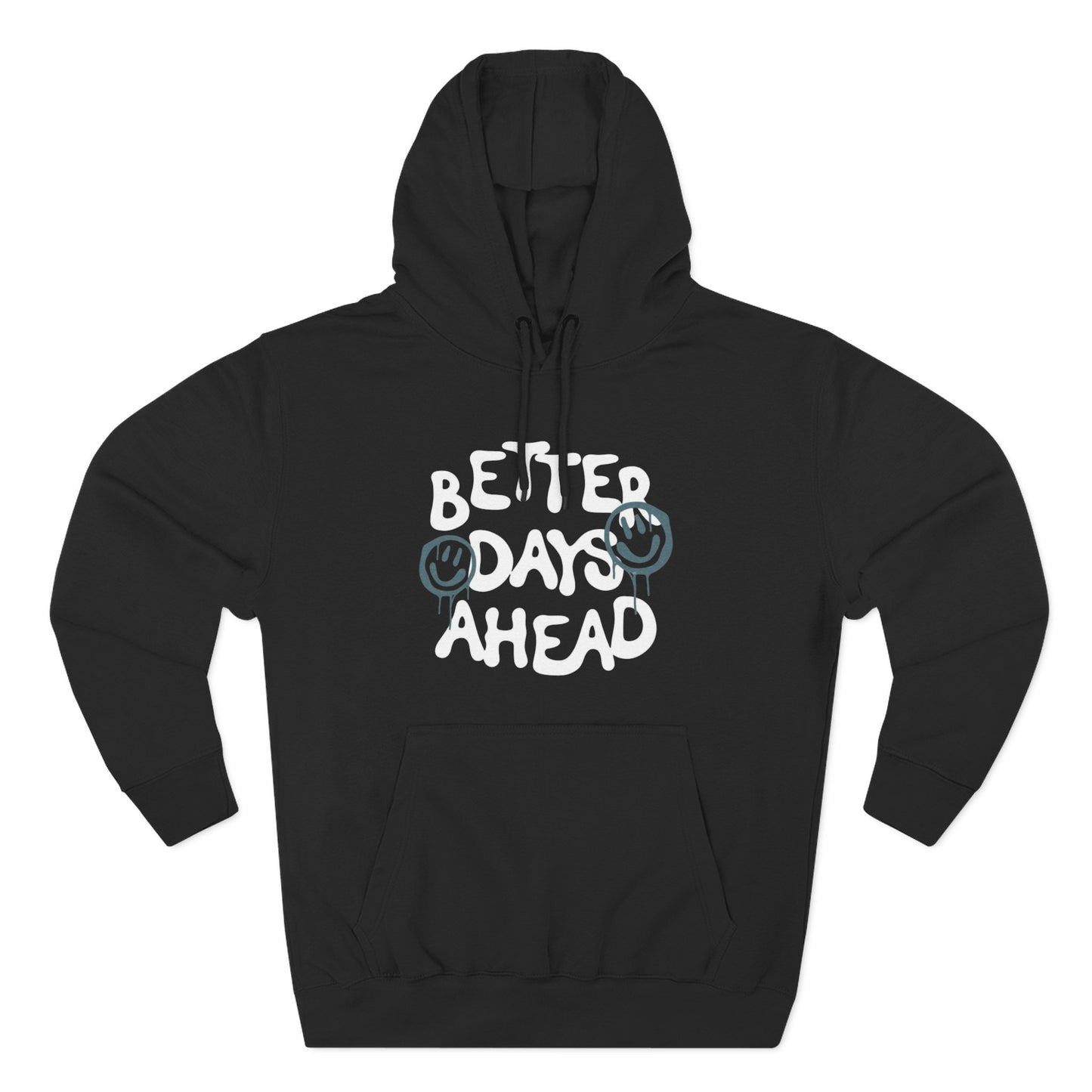 Three-Panel Fleece Hoodie with Motivational Prints