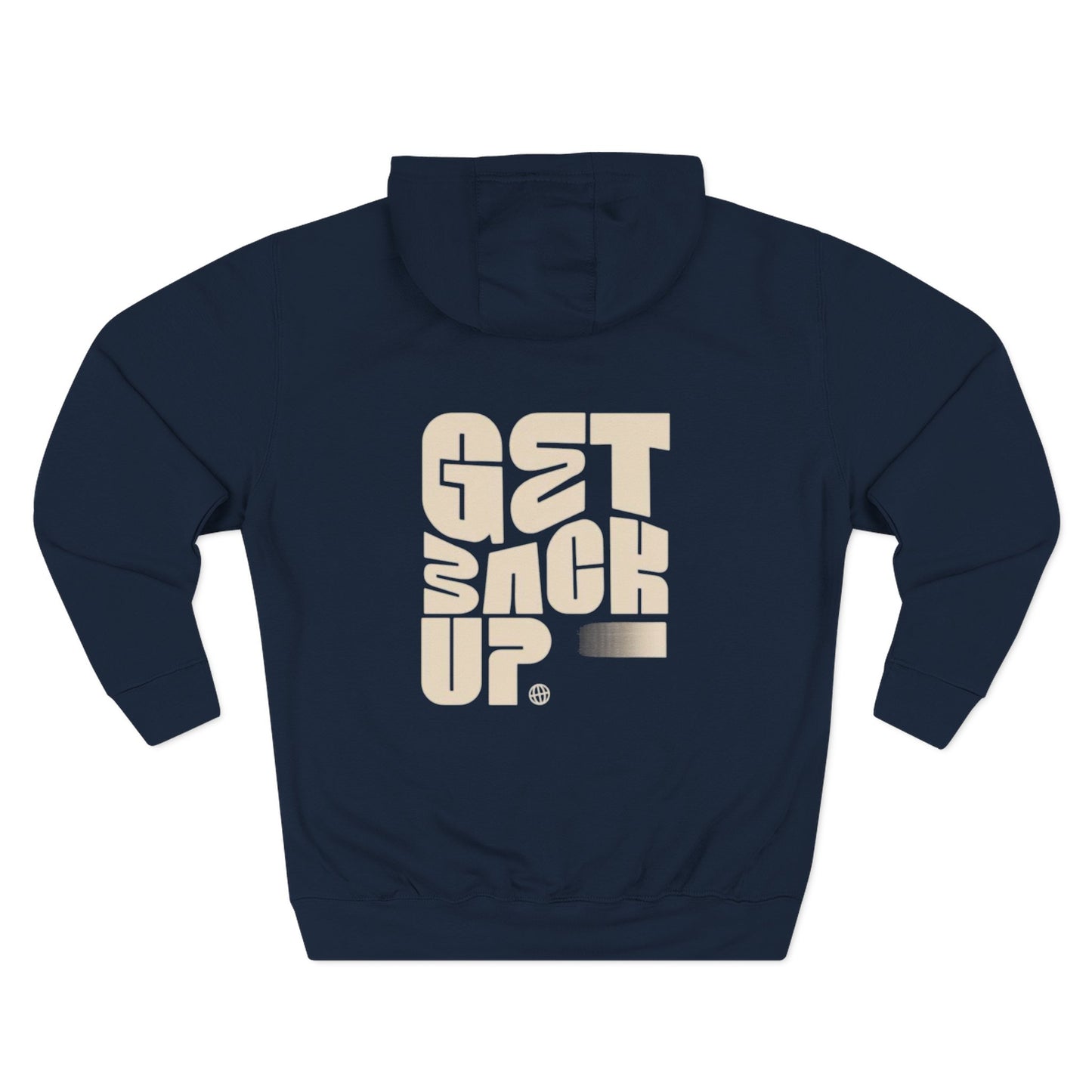 Three-Panel Fleece Hoodie with Motivational Prints