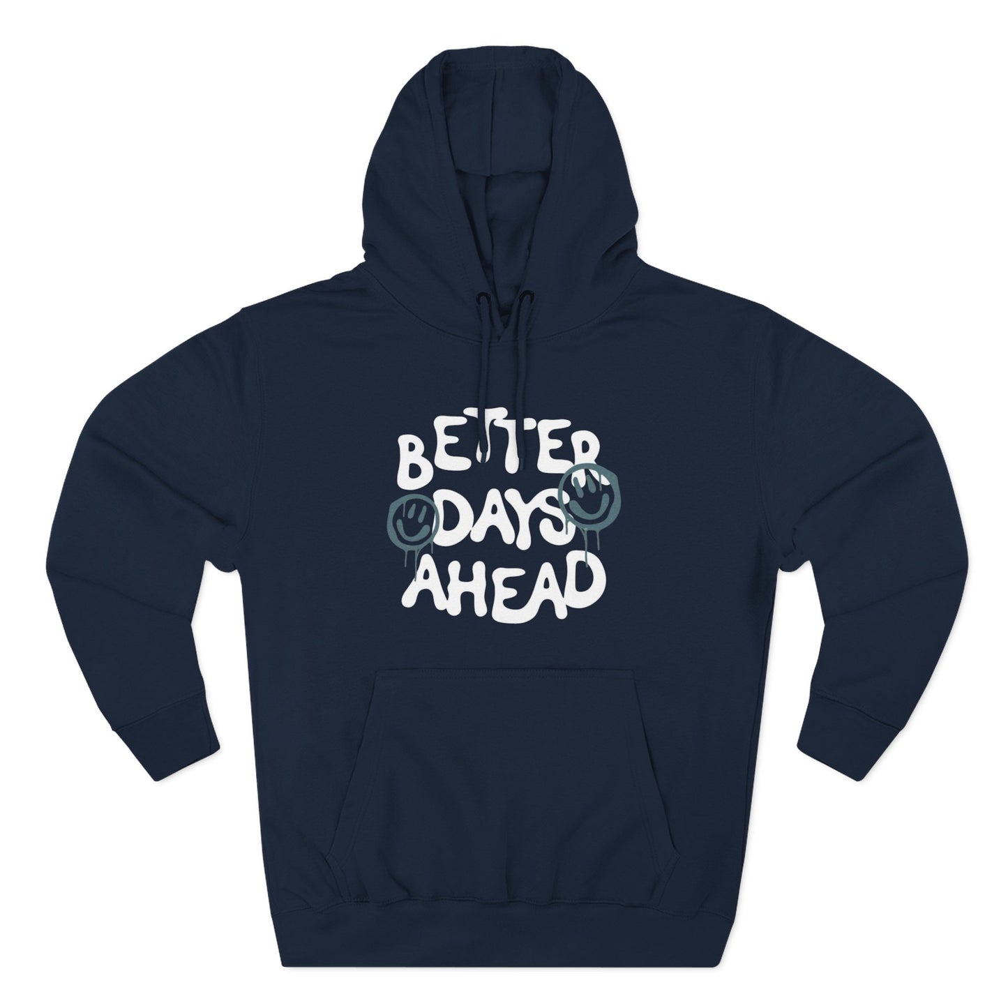 Three-Panel Fleece Hoodie with Motivational Prints