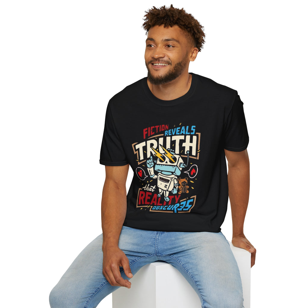 Fiction Reveals Truth Graphic T-Shirt — Retro Lightning Design