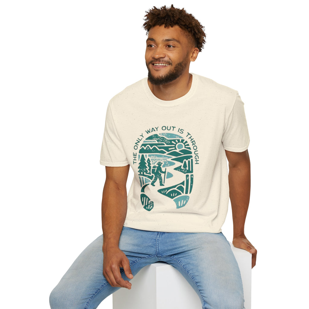 Adventure T‑Shirt — “The Only Way Out Is Through” Hiking Graphic Tee