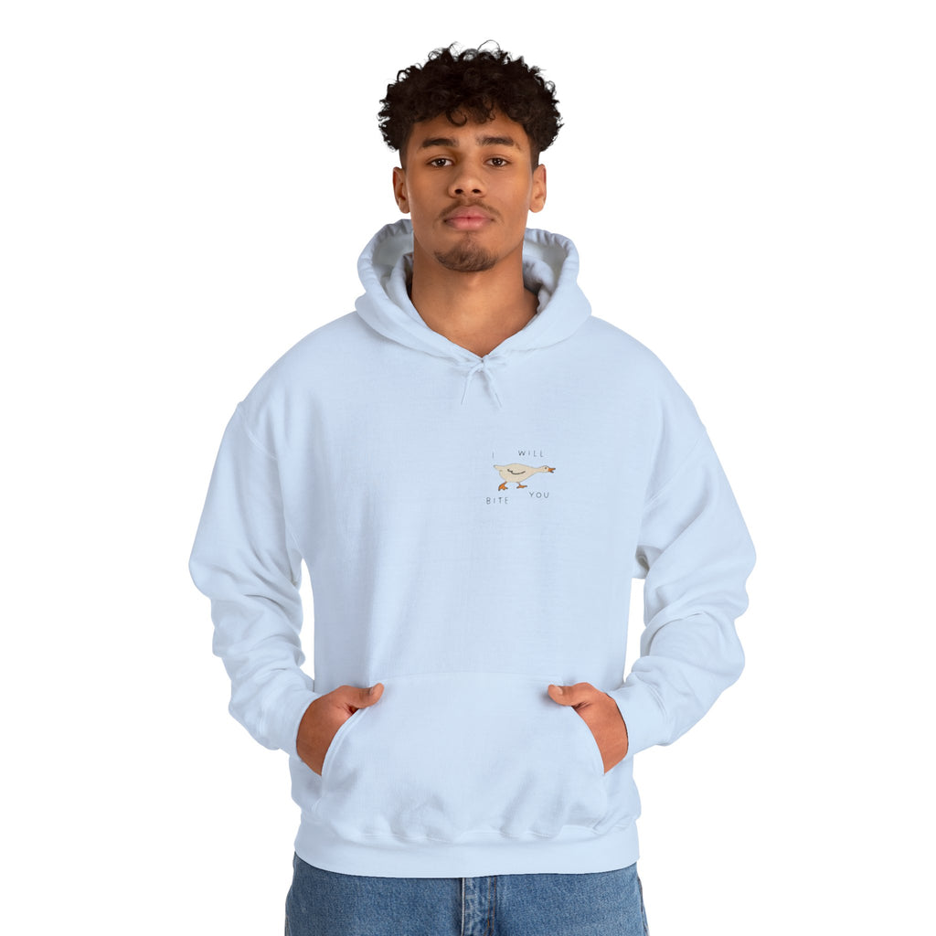 Minimal Running Duck Hoodie — Small Chest Illustration Sweatshirt