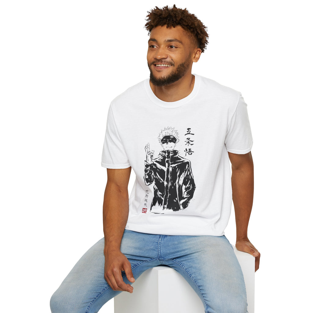 Sumi-E Anime Tee — Ink Brush Gojo Satoru Graphic T-Shirt