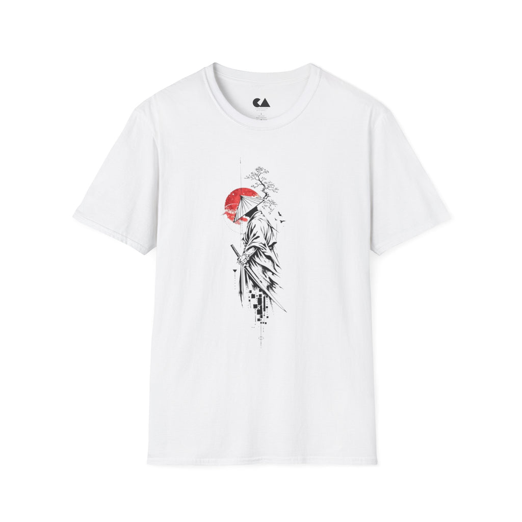 Samurai Sunset T-Shirt — Japanese Warrior Art Tee with Red Sun