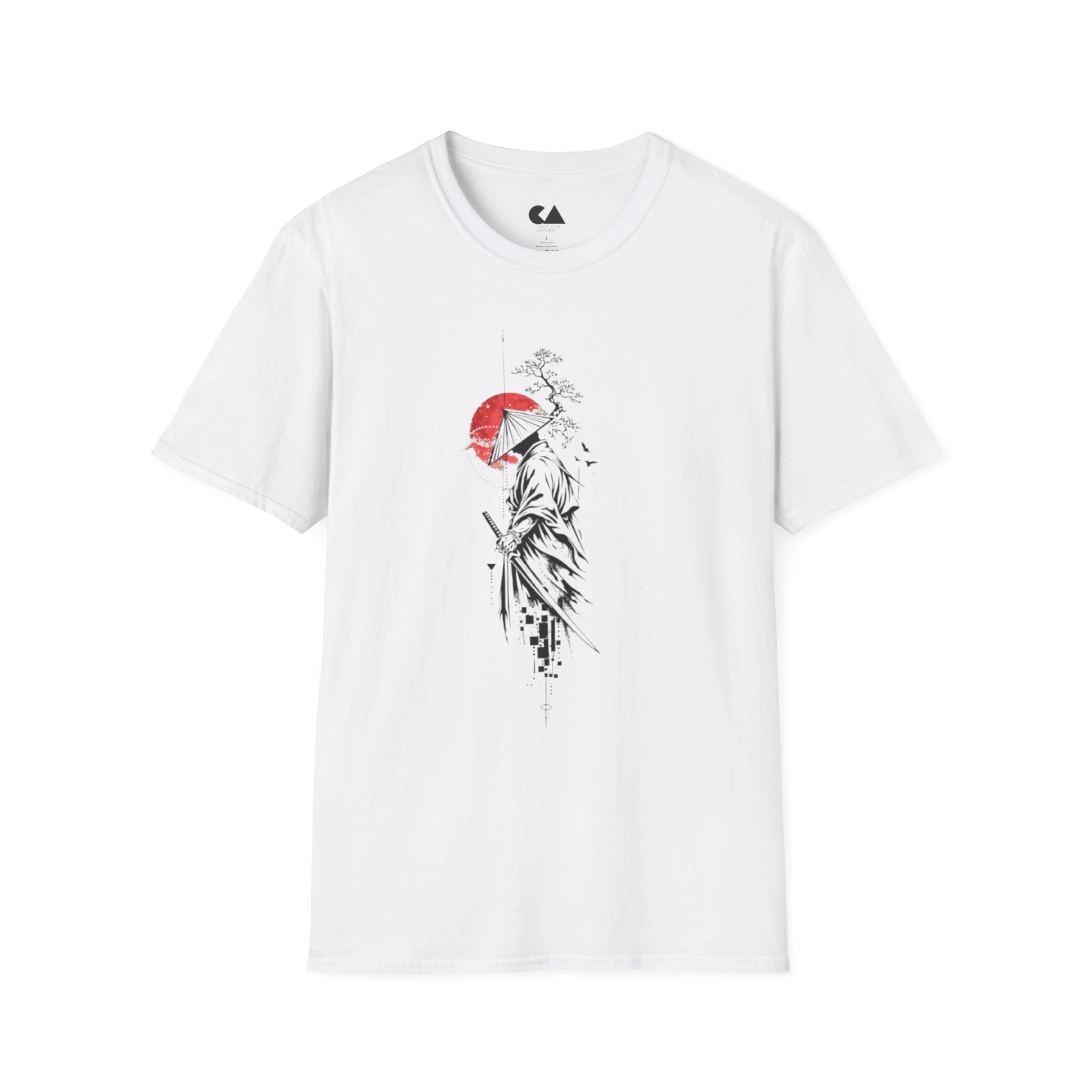 Samurai Sunset T-Shirt — Japanese Warrior Art Tee with Red Sun