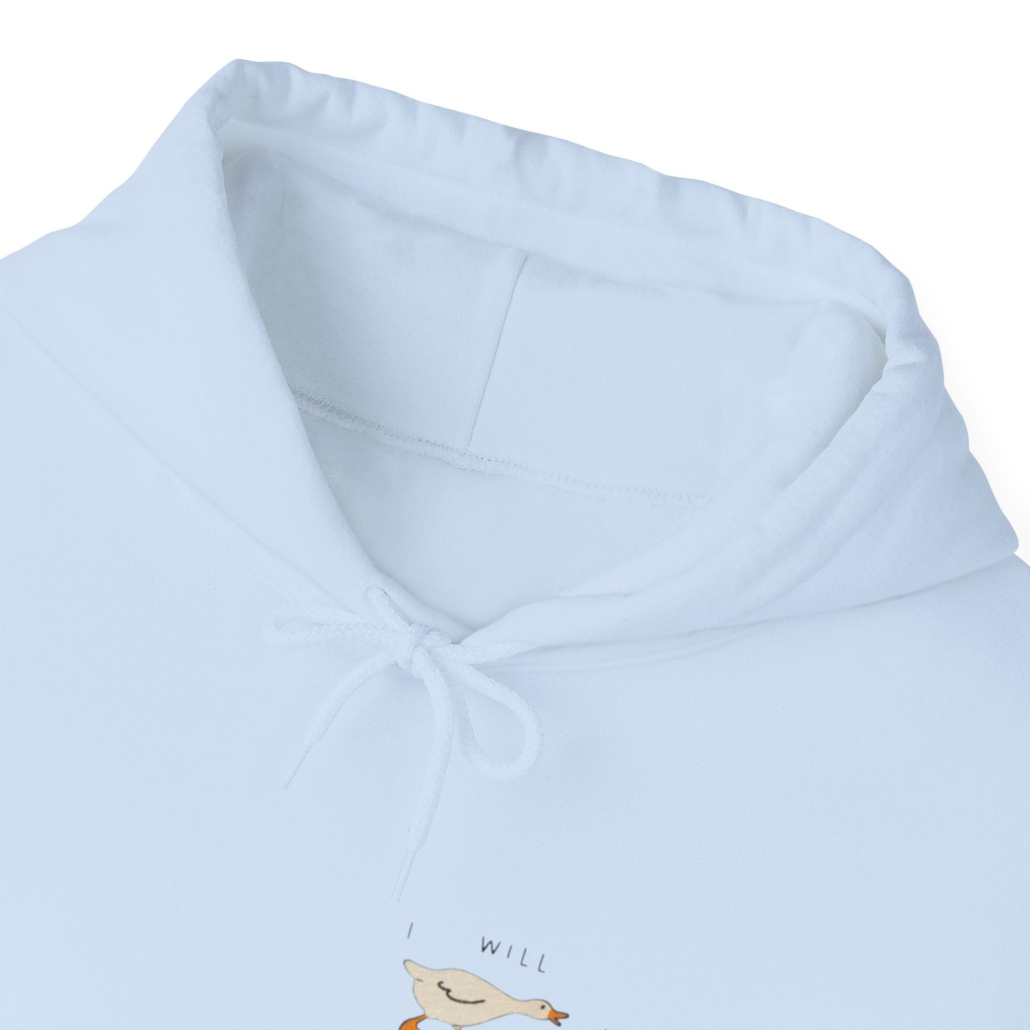 Minimal Running Duck Hoodie — Small Chest Illustration Sweatshirt