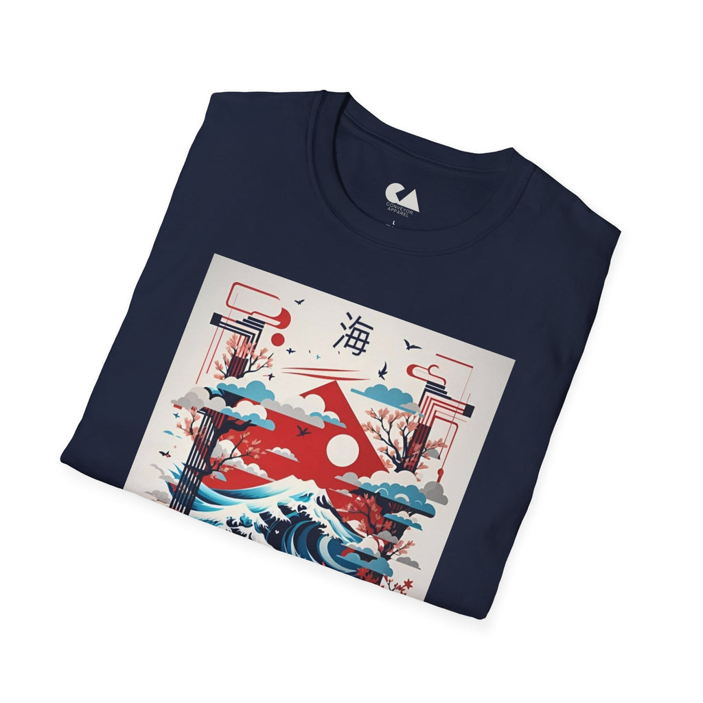Stylish Graphic Tee with Japanese Wave Design