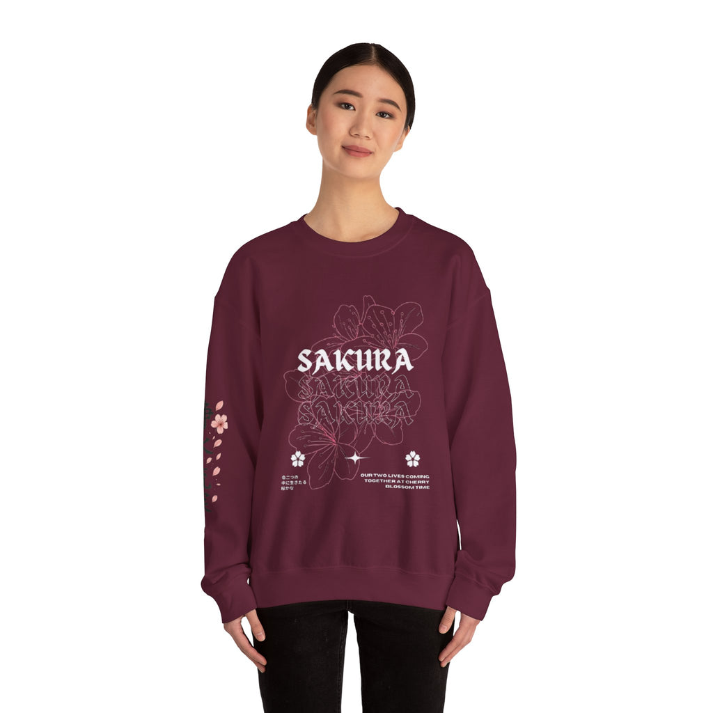 Sakura Floral Crewneck Sweatshirt – Japanese Cherry Blossom Graphic Sweatshirt