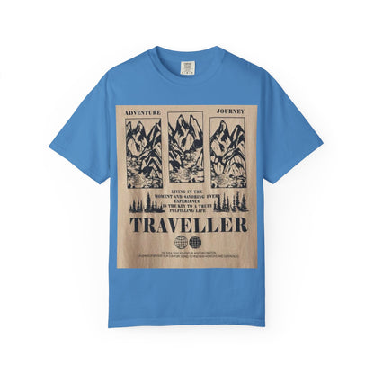 Adventure Traveller T-Shirt | Unisex Garment-Dyed Tee for Explorers, Outdoor Enthusiasts, Travel Lovers, Perfect Gift