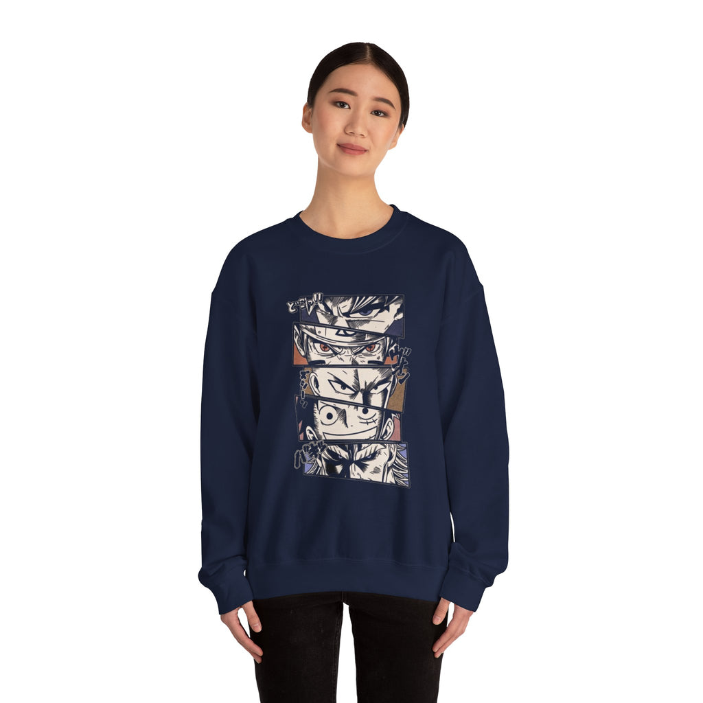 Anime Eyes Crewneck Sweatshirt — Intense Manga Character Panel Design