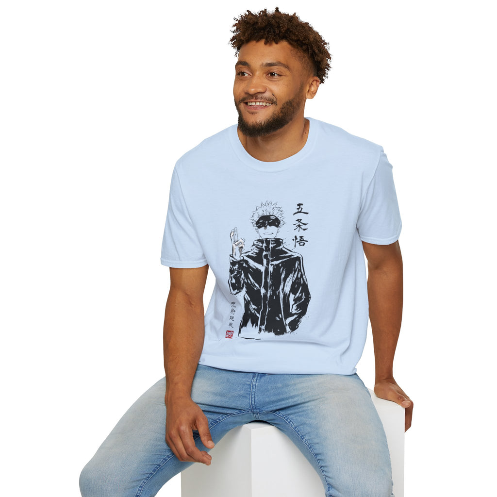 Sumi-E Anime Tee — Ink Brush Gojo Satoru Graphic T-Shirt