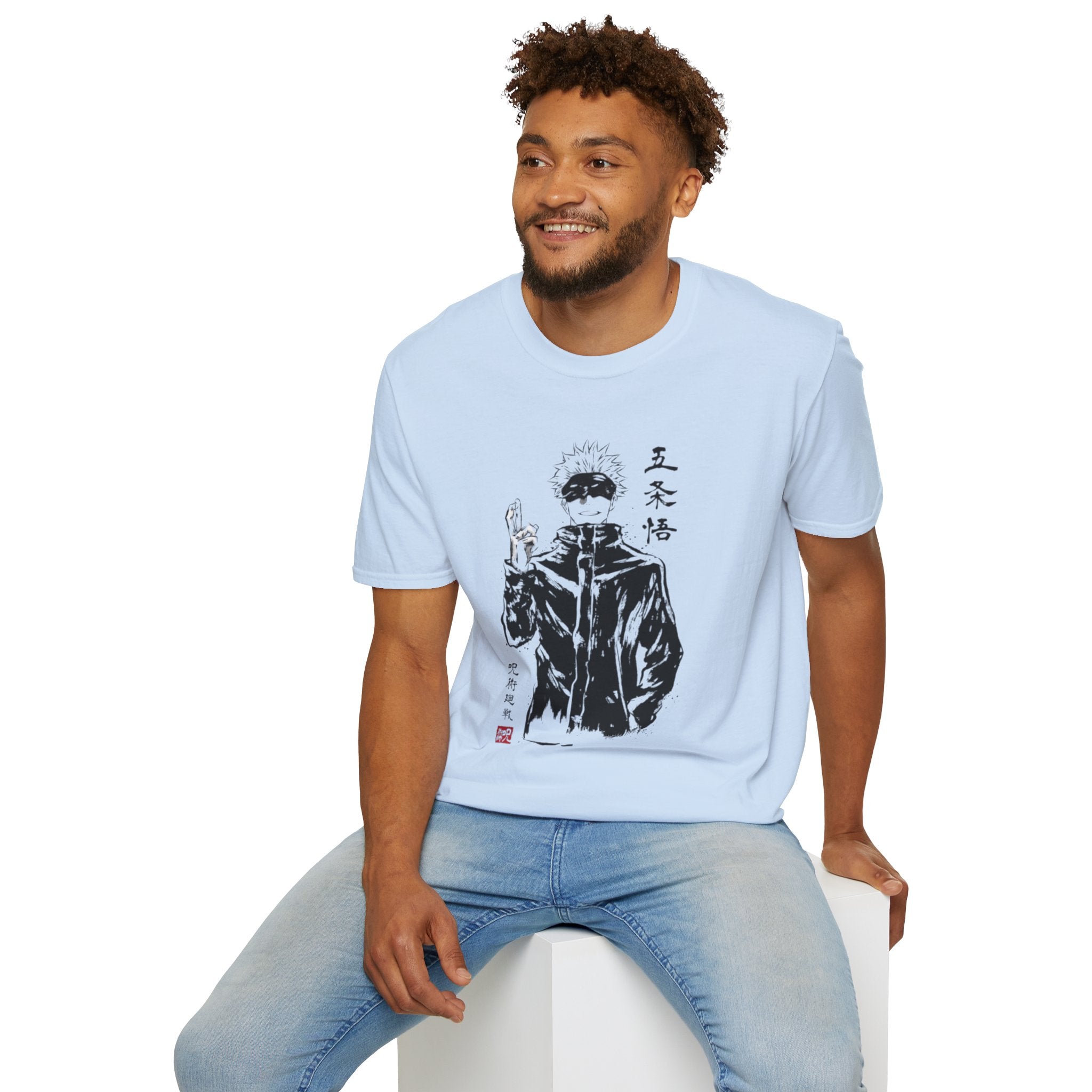 Sumi-E Anime Tee — Ink Brush Gojo Satoru Graphic T-Shirt