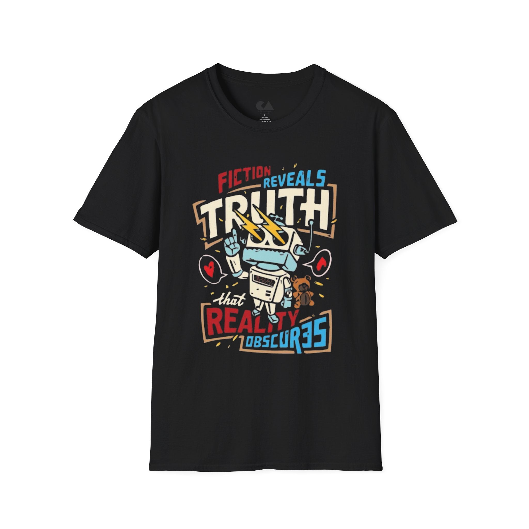 Fiction Reveals Truth Graphic T-Shirt — Retro Lightning Design
