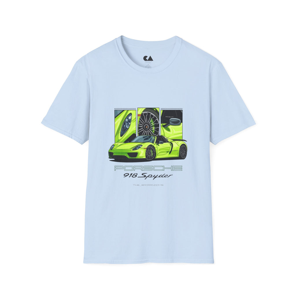Porsche 918 Spyder Graphic T-Shirt — Neon Green Supercar Art Tee