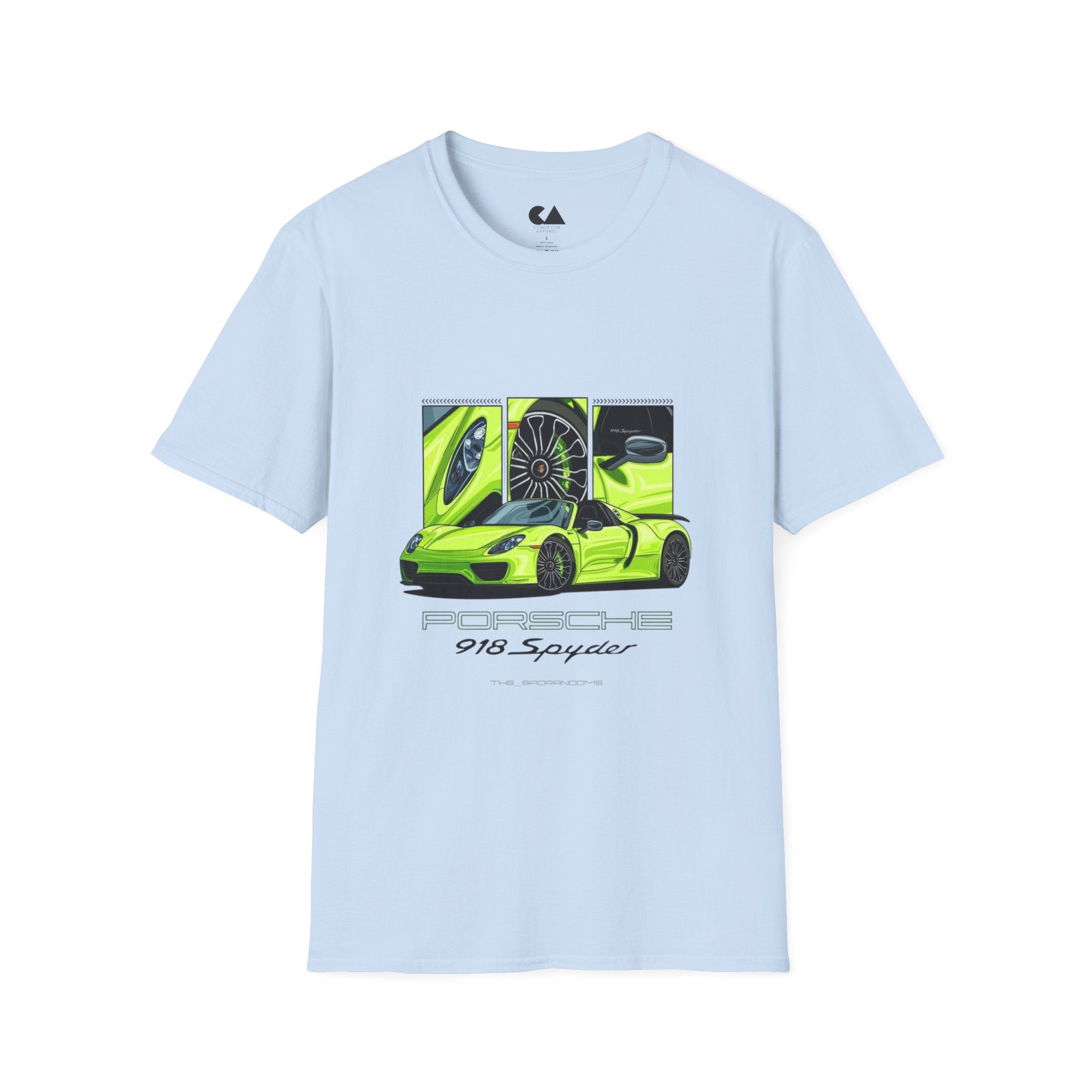 Porsche 918 Spyder Graphic T-Shirt — Neon Green Supercar Art Tee