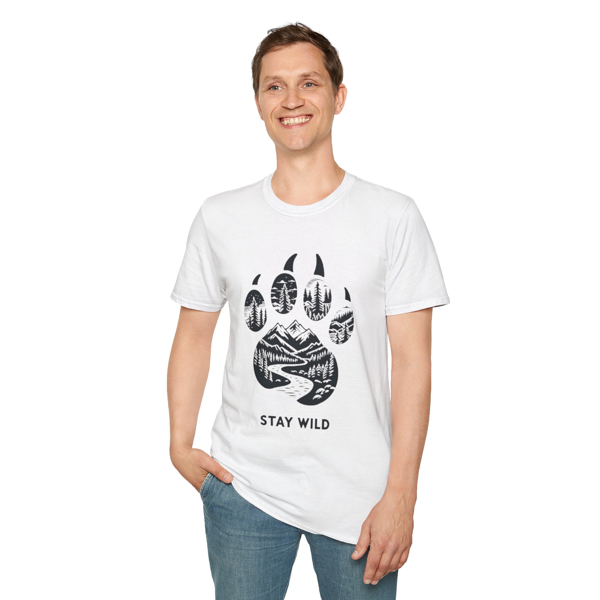 Stay Wild Bear Paw T-Shirt — Nature Mountain Forest Graphic Tee