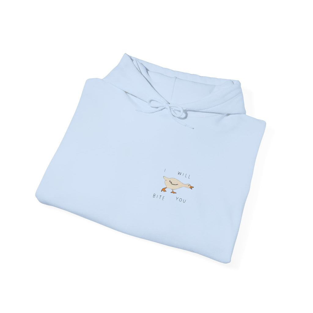 Minimal Running Duck Hoodie — Small Chest Illustration Sweatshirt