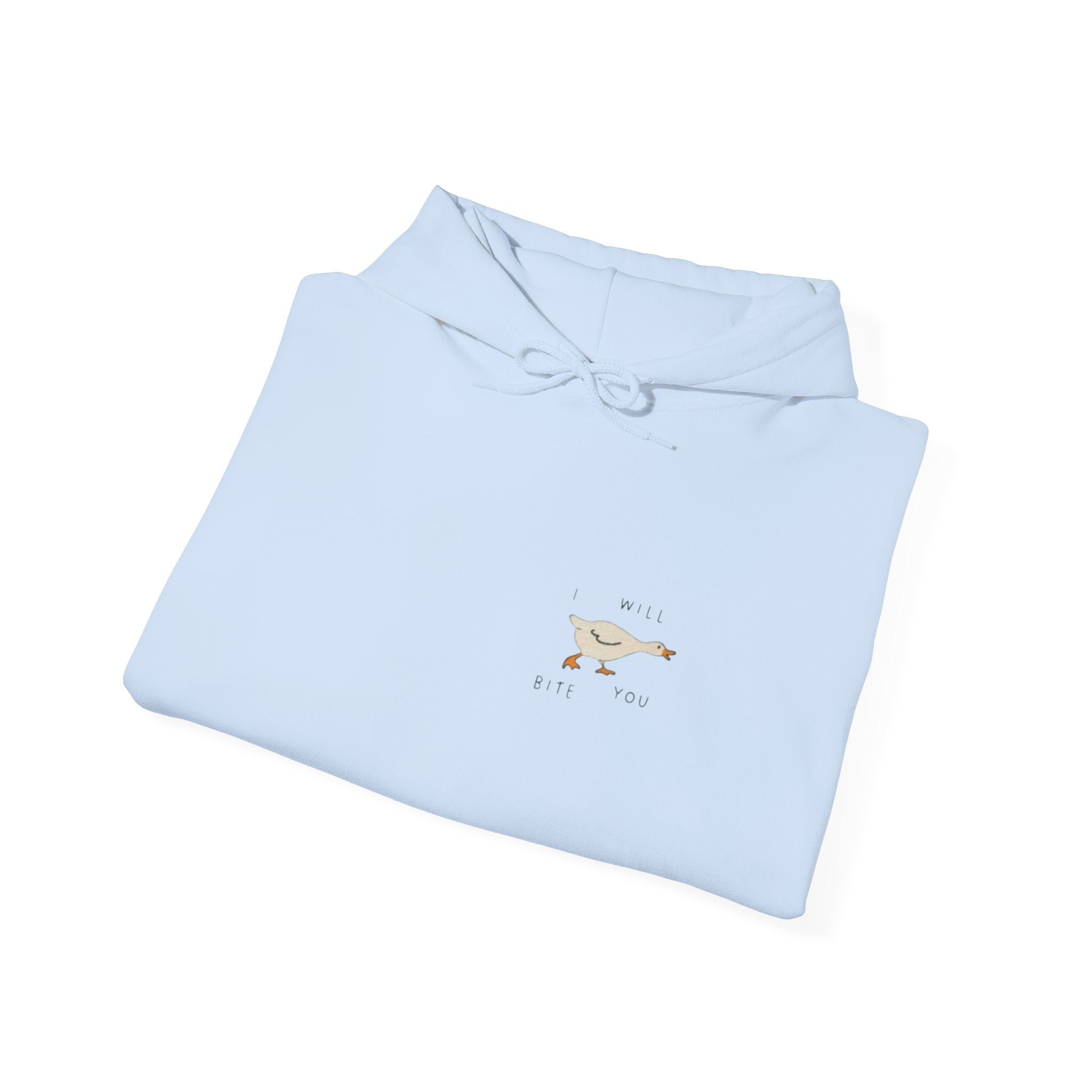 Minimal Running Duck Hoodie — Small Chest Illustration Sweatshirt