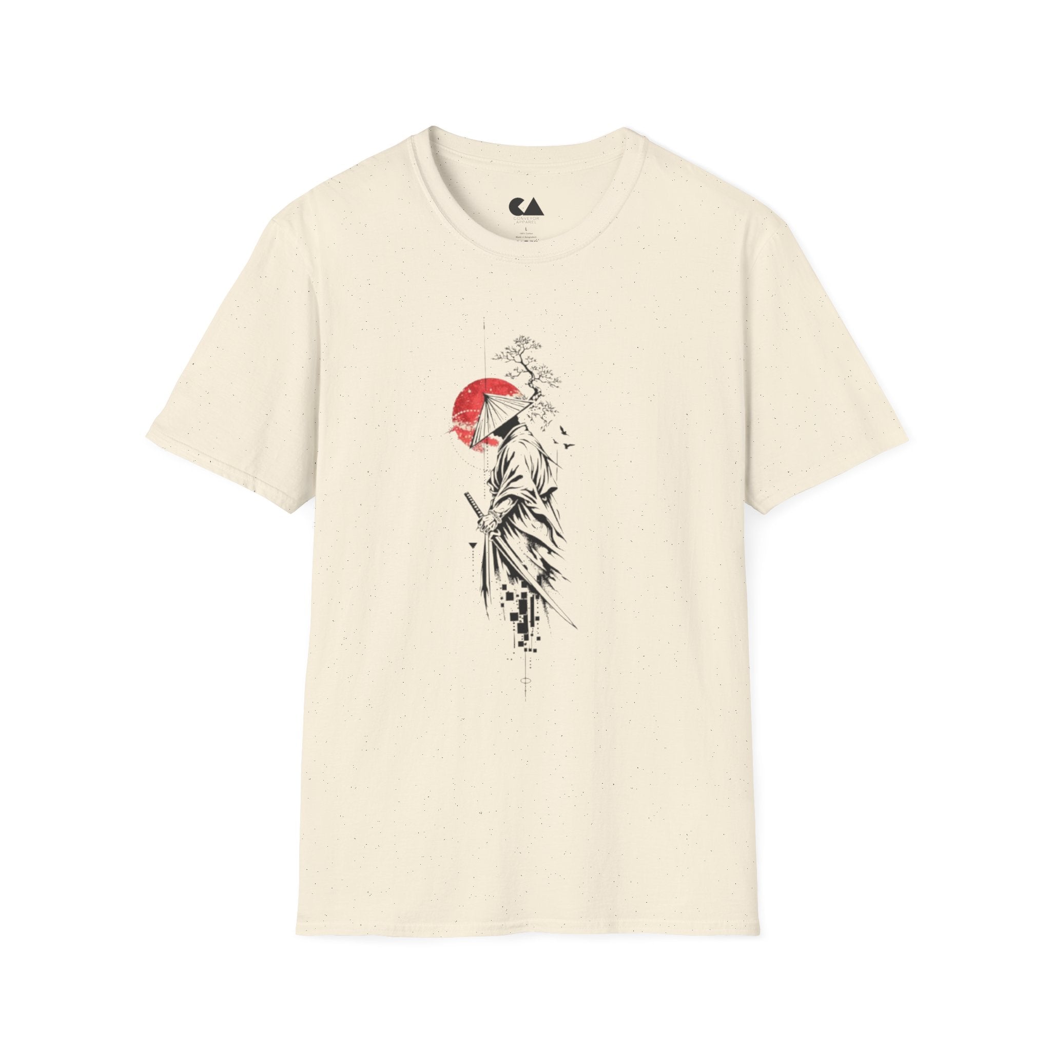 Samurai Sunset T-Shirt — Japanese Warrior Art Tee with Red Sun