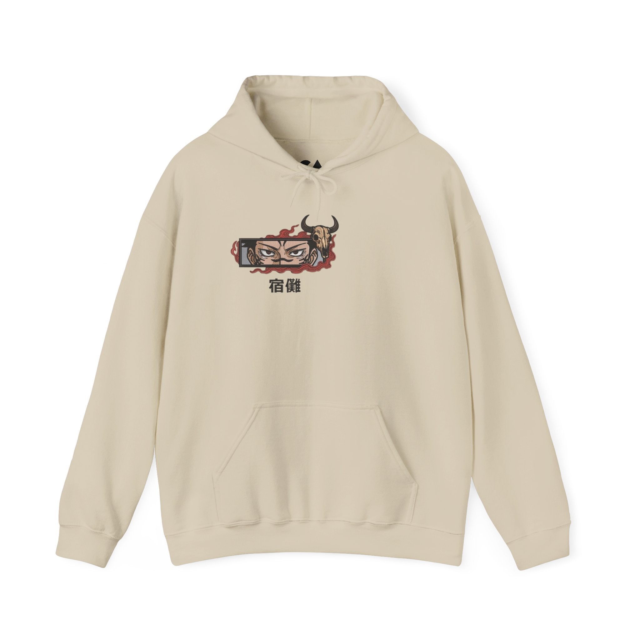 Hoodie — Demon Eye Graphic Hoodie with Kanji "宿傩" Urban Streetwear