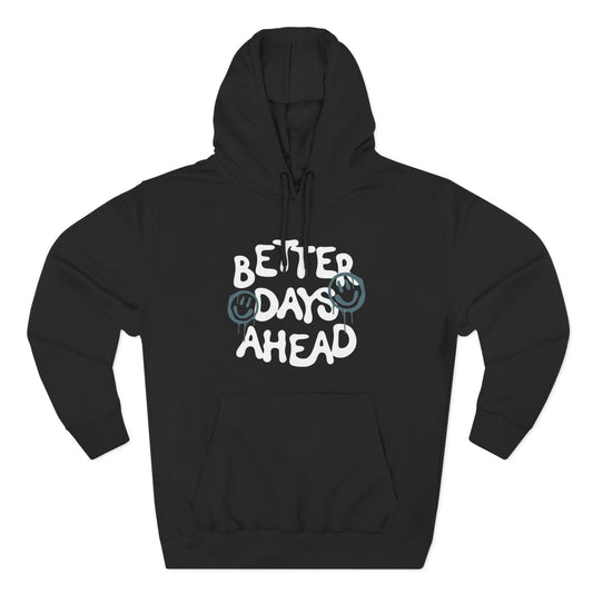 Three-Panel Fleece Hoodie with Motivational Prints