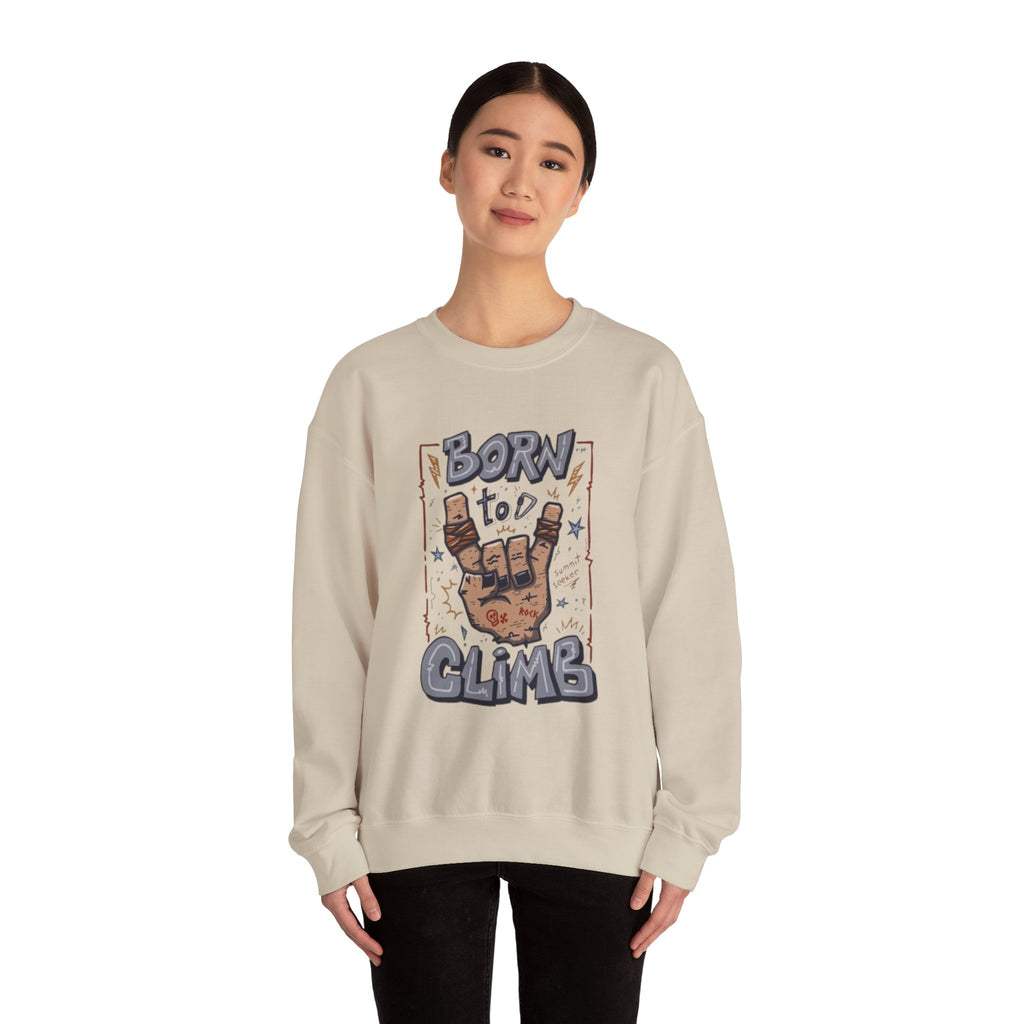 Climbing Crewneck Sweatshirt — "Born to Climb" Rock Climber Graphic