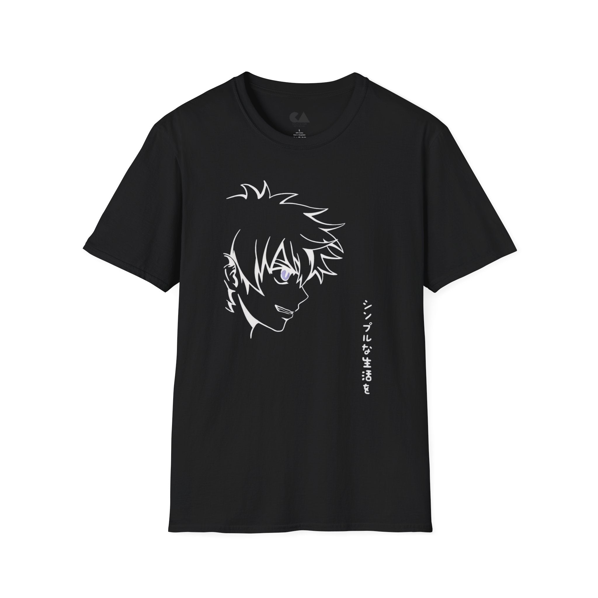 Gojo Inspired T-Shirt— Minimal Manga Face with Japanese Text