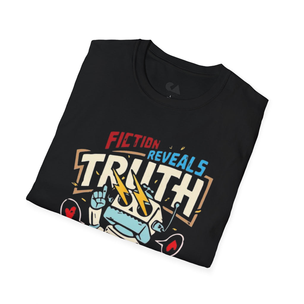 Fiction Reveals Truth Graphic T-Shirt — Retro Lightning Design