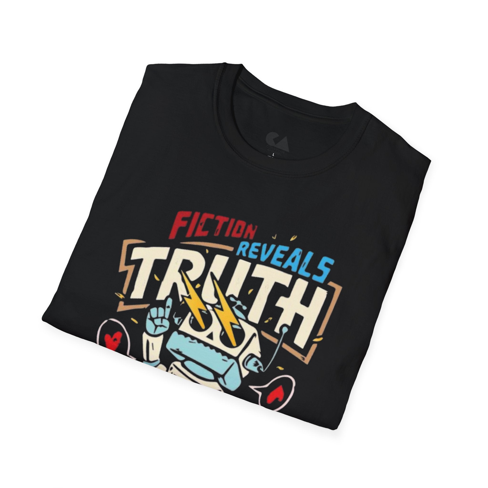 Fiction Reveals Truth Graphic T-Shirt — Retro Lightning Design