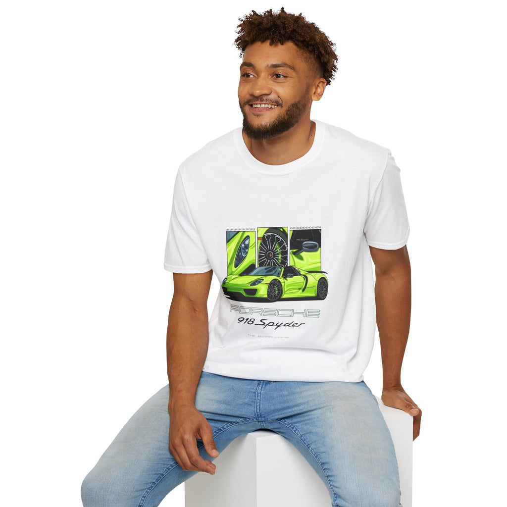 Porsche 918 Spyder Graphic T-Shirt — Neon Green Supercar Art Tee
