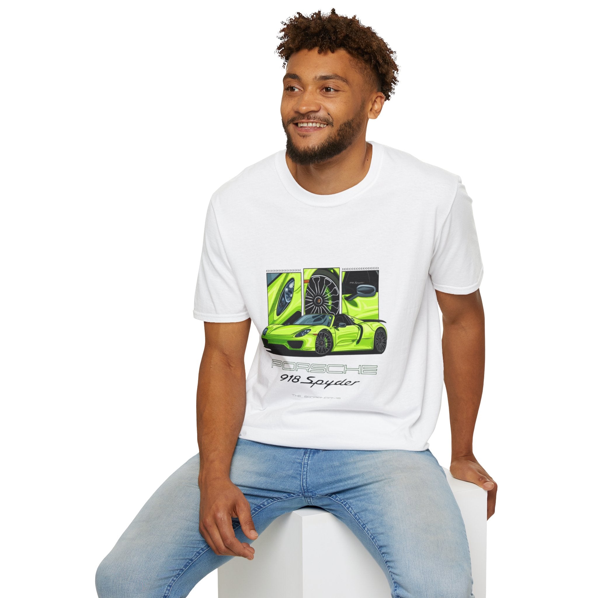 Porsche 918 Spyder Graphic T-Shirt — Neon Green Supercar Art Tee
