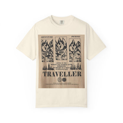 Adventure Traveller T-Shirt | Unisex Garment-Dyed Tee for Explorers, Outdoor Enthusiasts, Travel Lovers, Perfect Gift