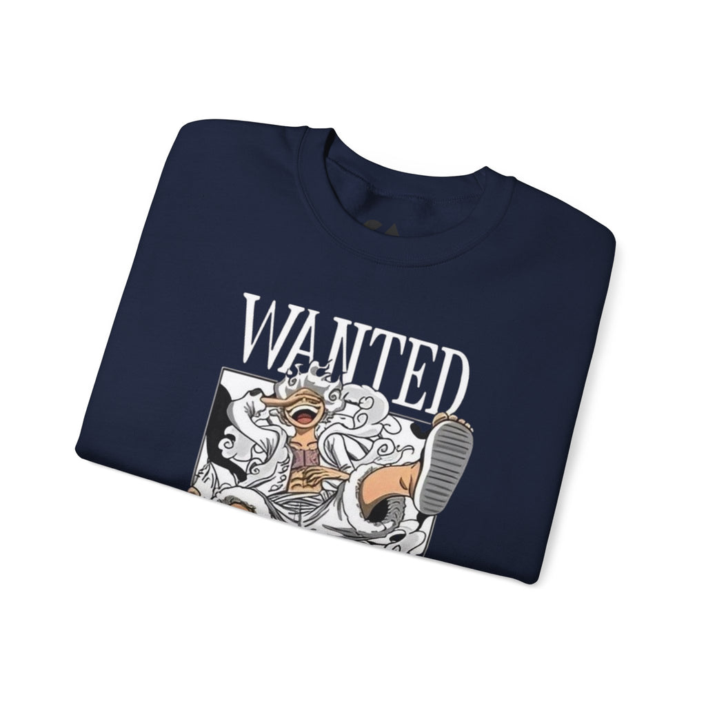 Monkey D Luffy Crewneck Sweatshirt — Playful Skateboarding Anime Illustration