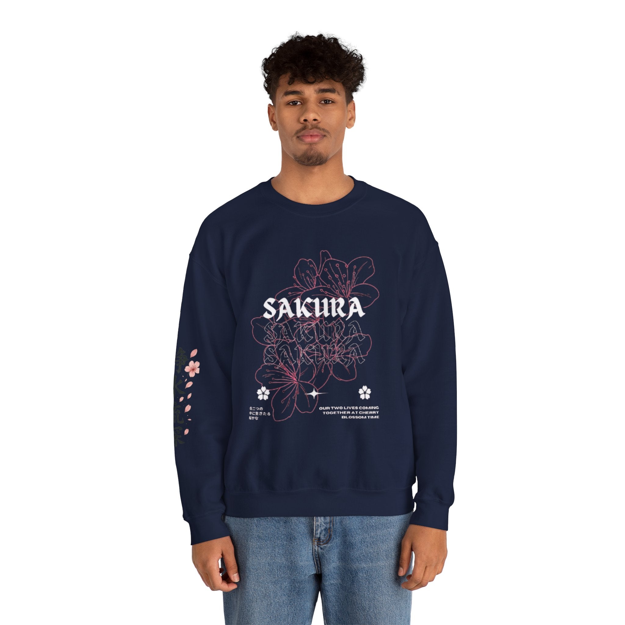 Sakura Floral Crewneck Sweatshirt – Japanese Cherry Blossom Graphic Sweatshirt