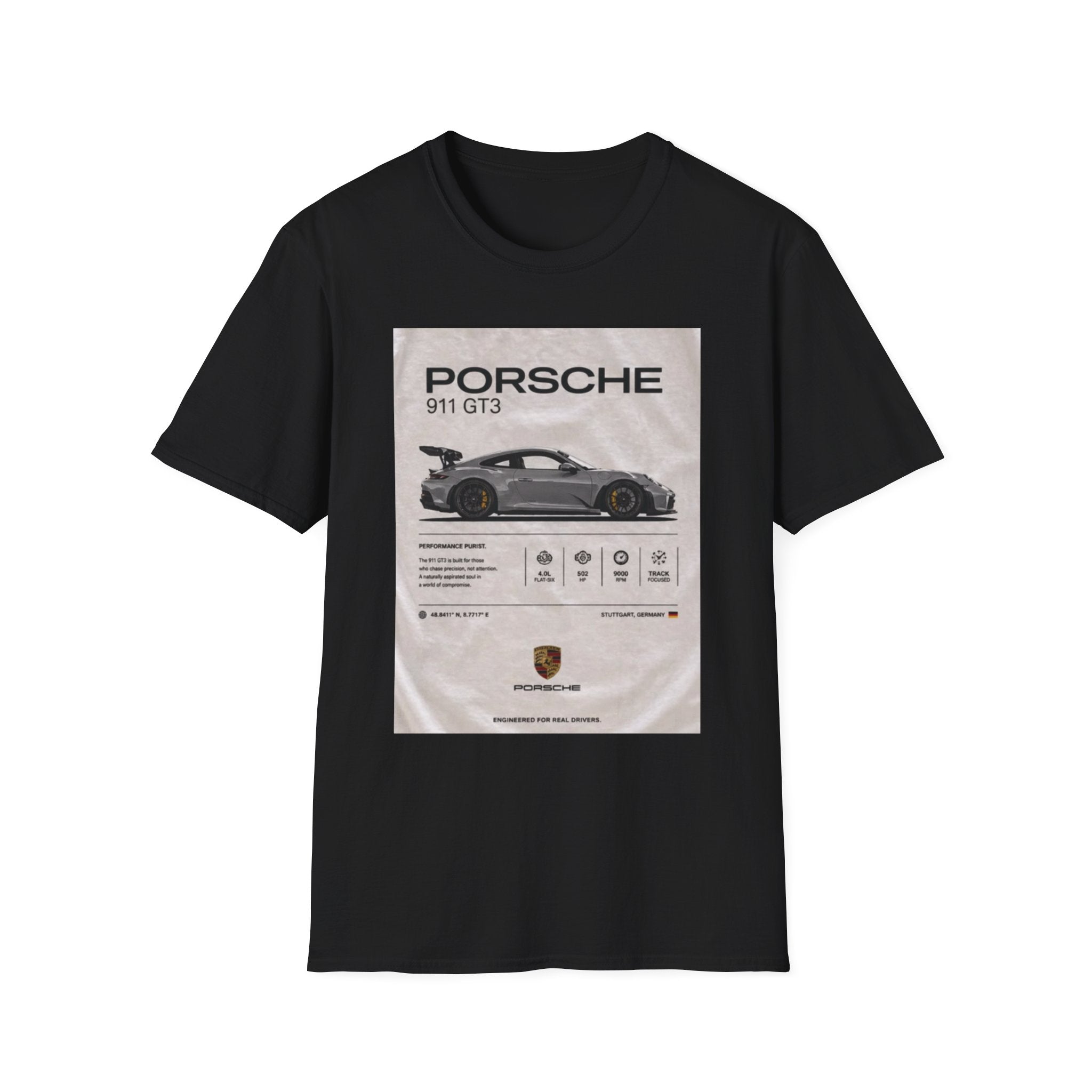 Porsche 911 GT3 Poster Tee — Racing Car Graphic T-Shirt