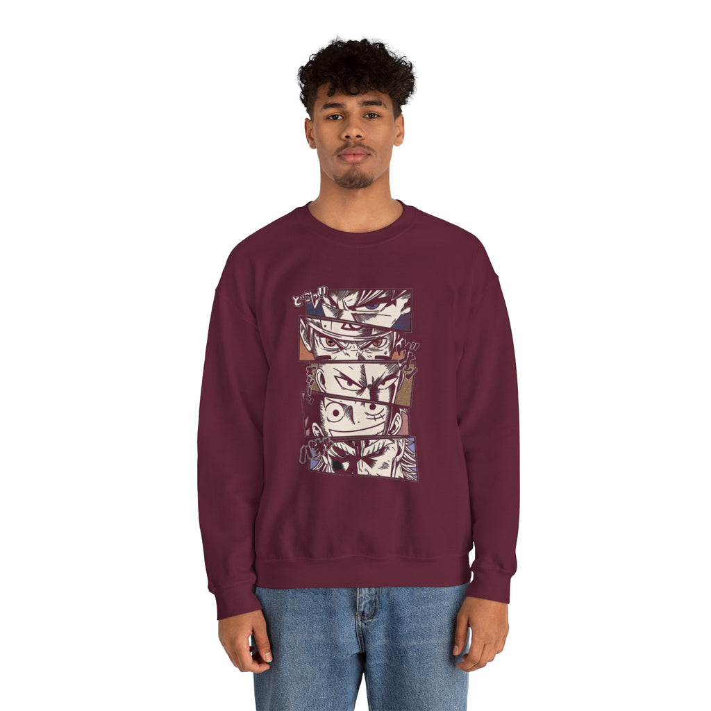 Anime Eyes Crewneck Sweatshirt — Intense Manga Character Panel Design