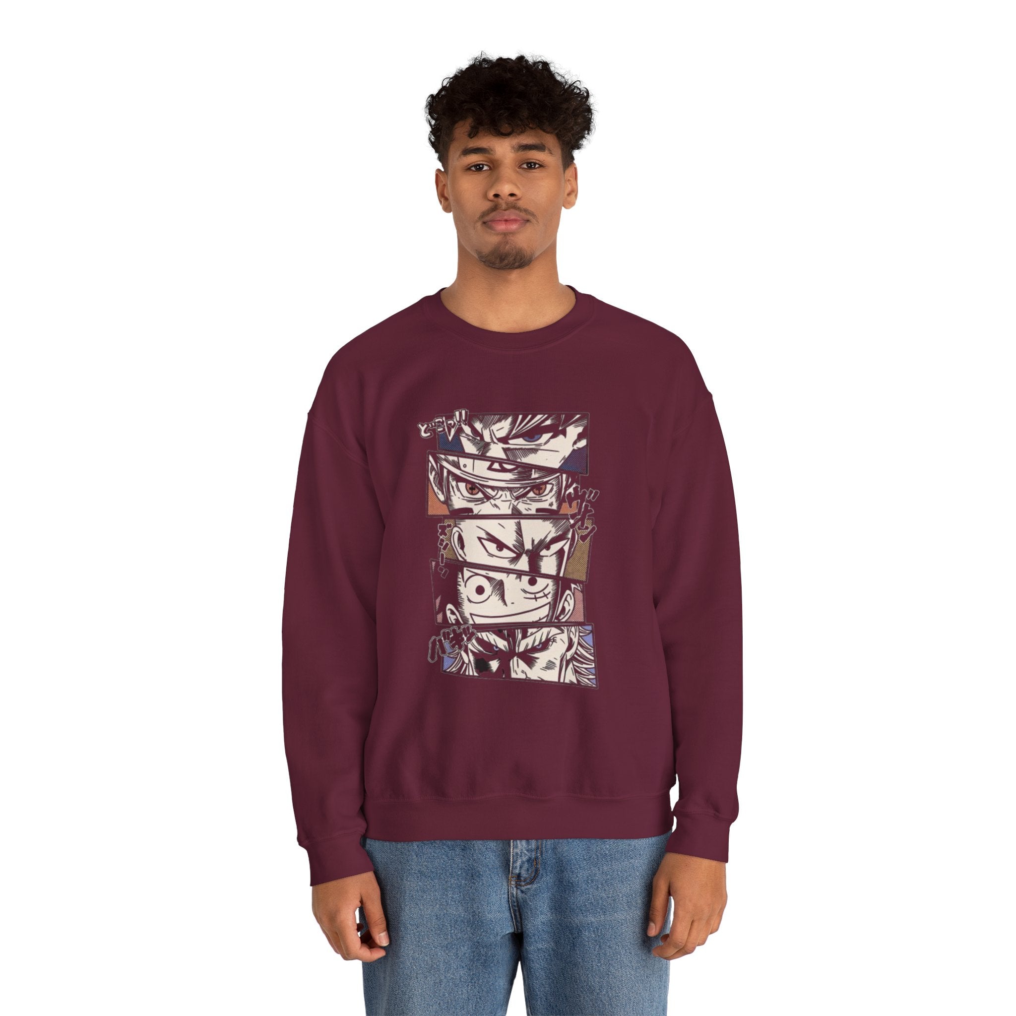 Anime Eyes Crewneck Sweatshirt — Intense Manga Character Panel Design
