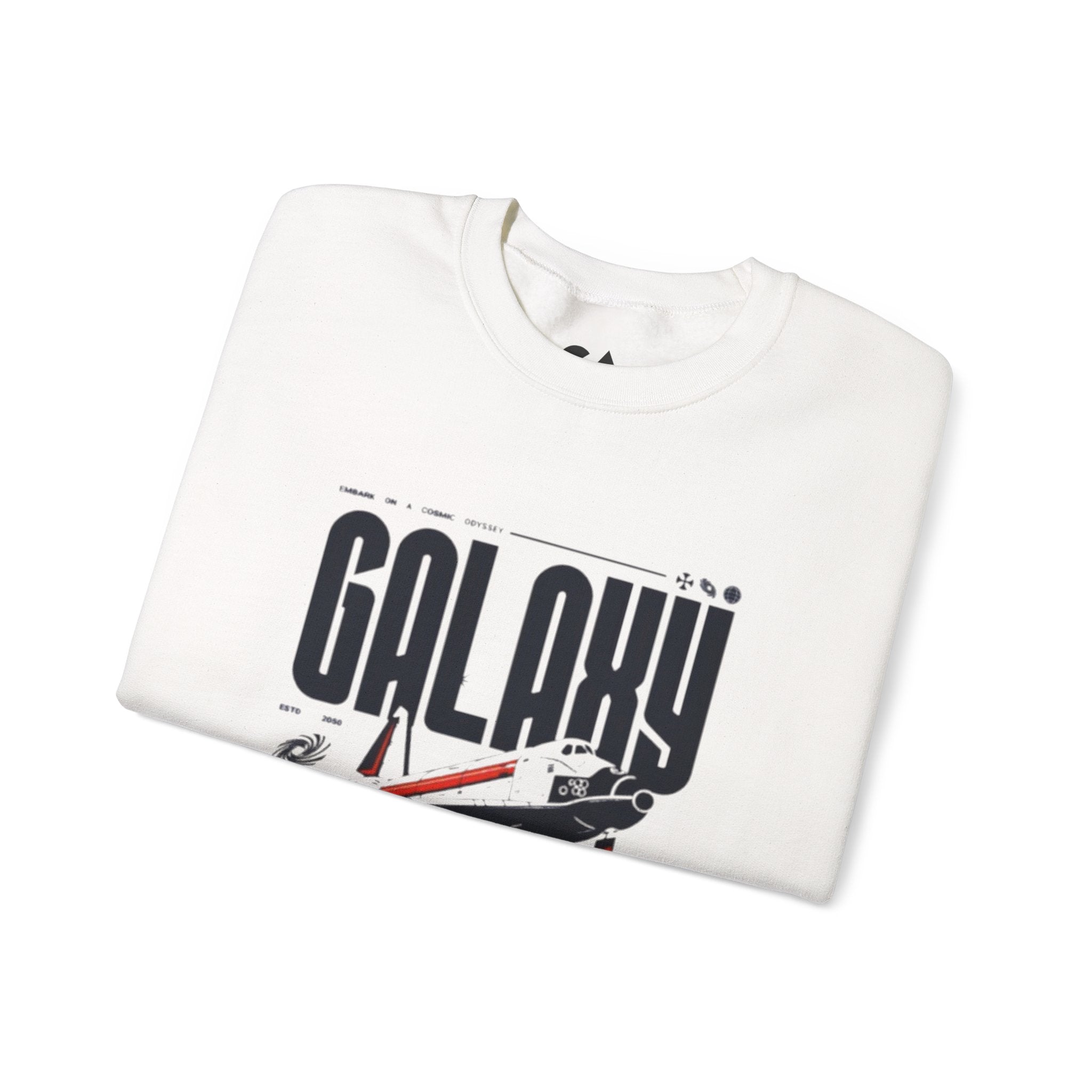 Galaxy Space Crewneck Sweatshirt — Retro Rocket Graphic