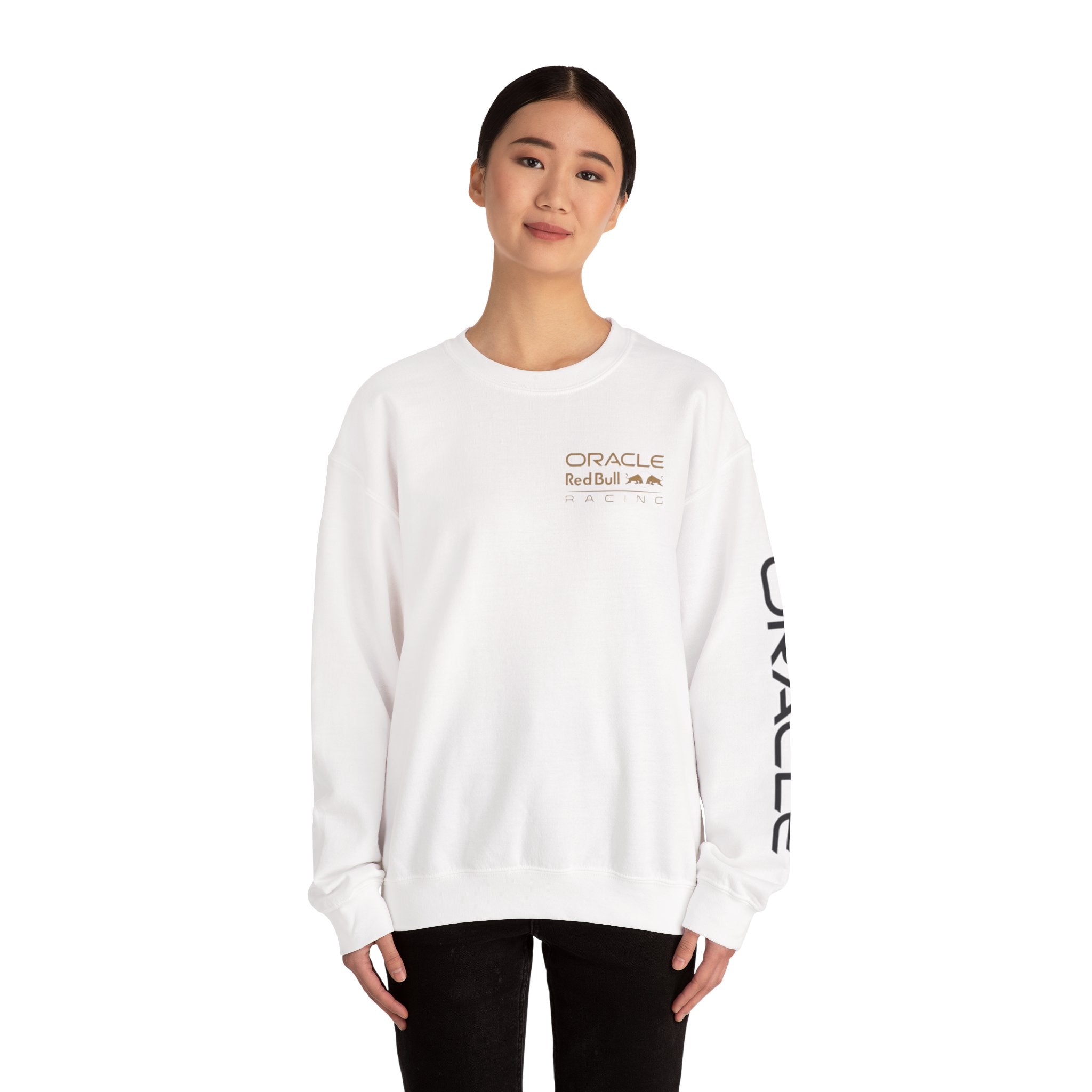 Oracle Red Bull Racing Crewneck Sweatshirt — Minimal Logo Sleeve Pullover