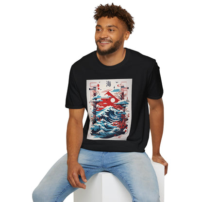Stylish Graphic Tee with Japanese Wave Design, Unisex T-Shirt, Casual Wear, Beach Vibes, Gift for Him, Gift for Her
