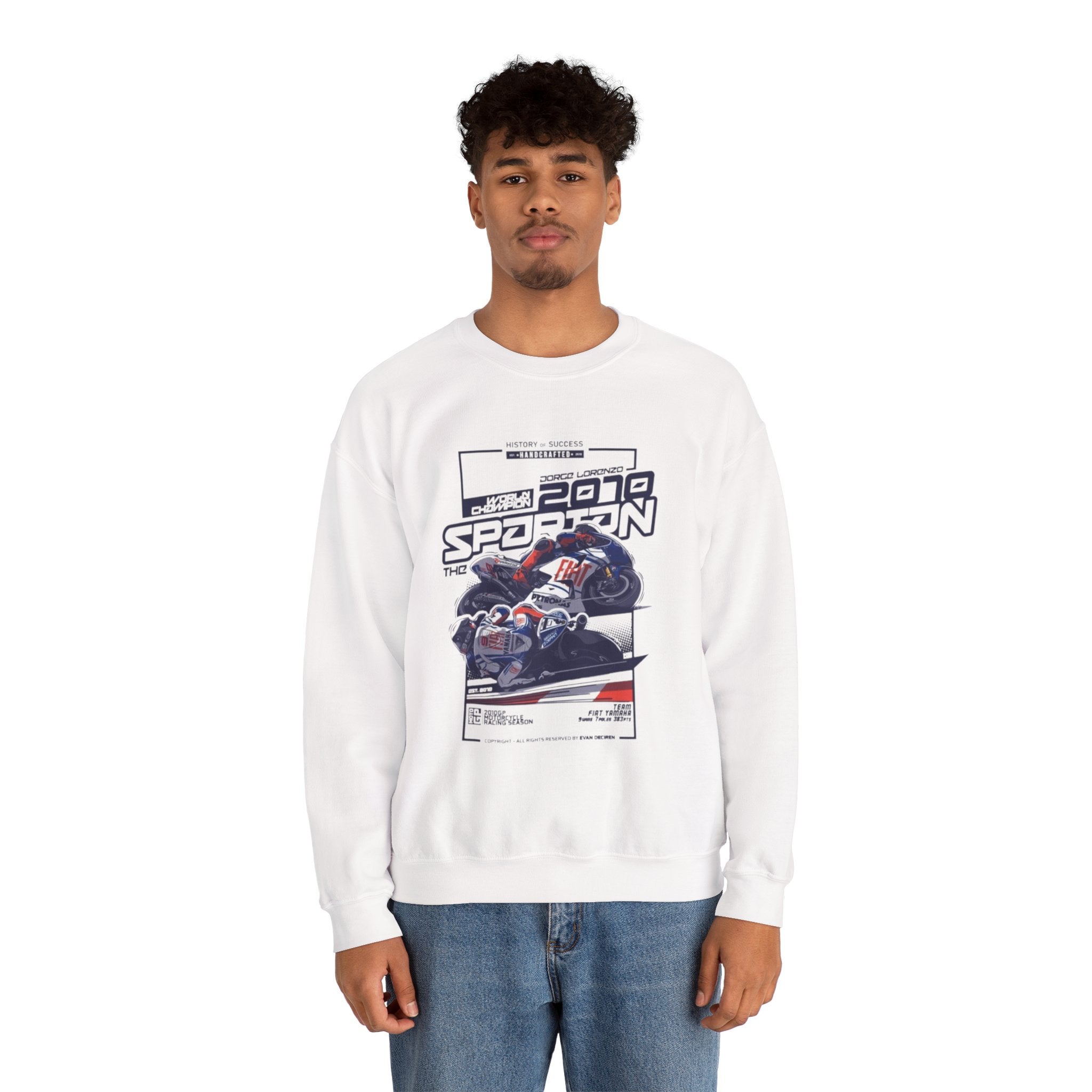 Moto GP Crewneck Sweatshirt — '2079 Spartan' Vintage Racing Design