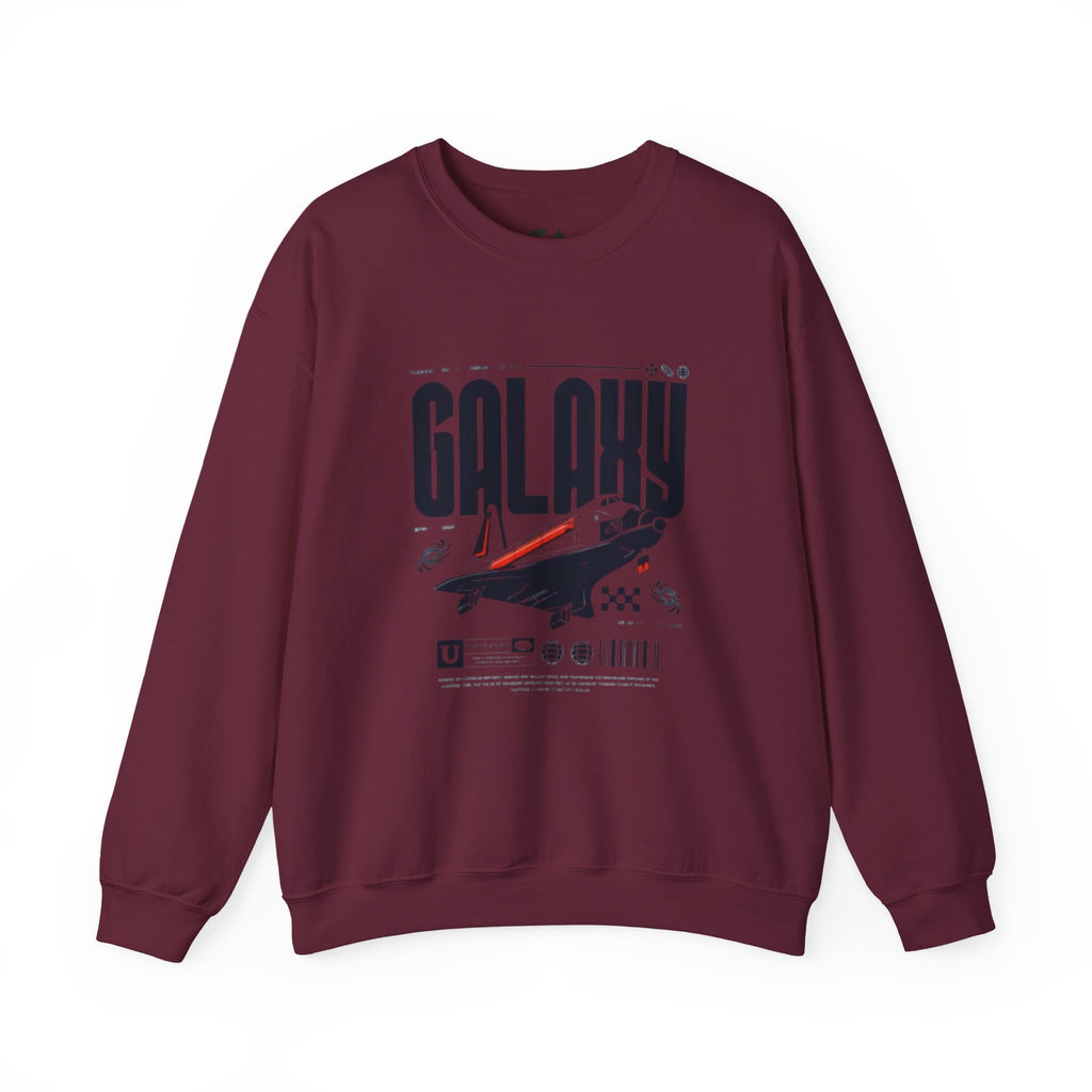 Galaxy Space Crewneck Sweatshirt — Retro Rocket Graphic