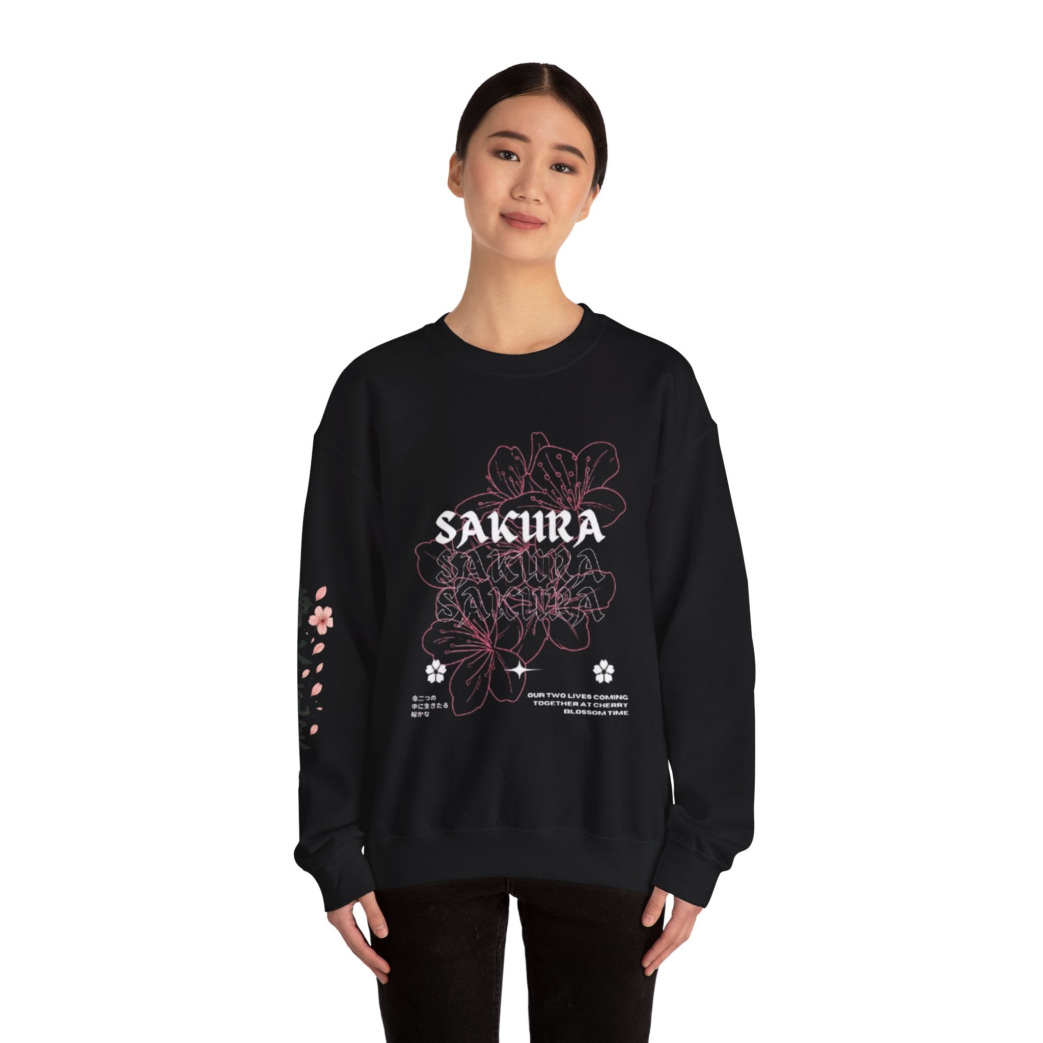 Sakura Floral Crewneck Sweatshirt – Japanese Cherry Blossom Graphic Sweatshirt