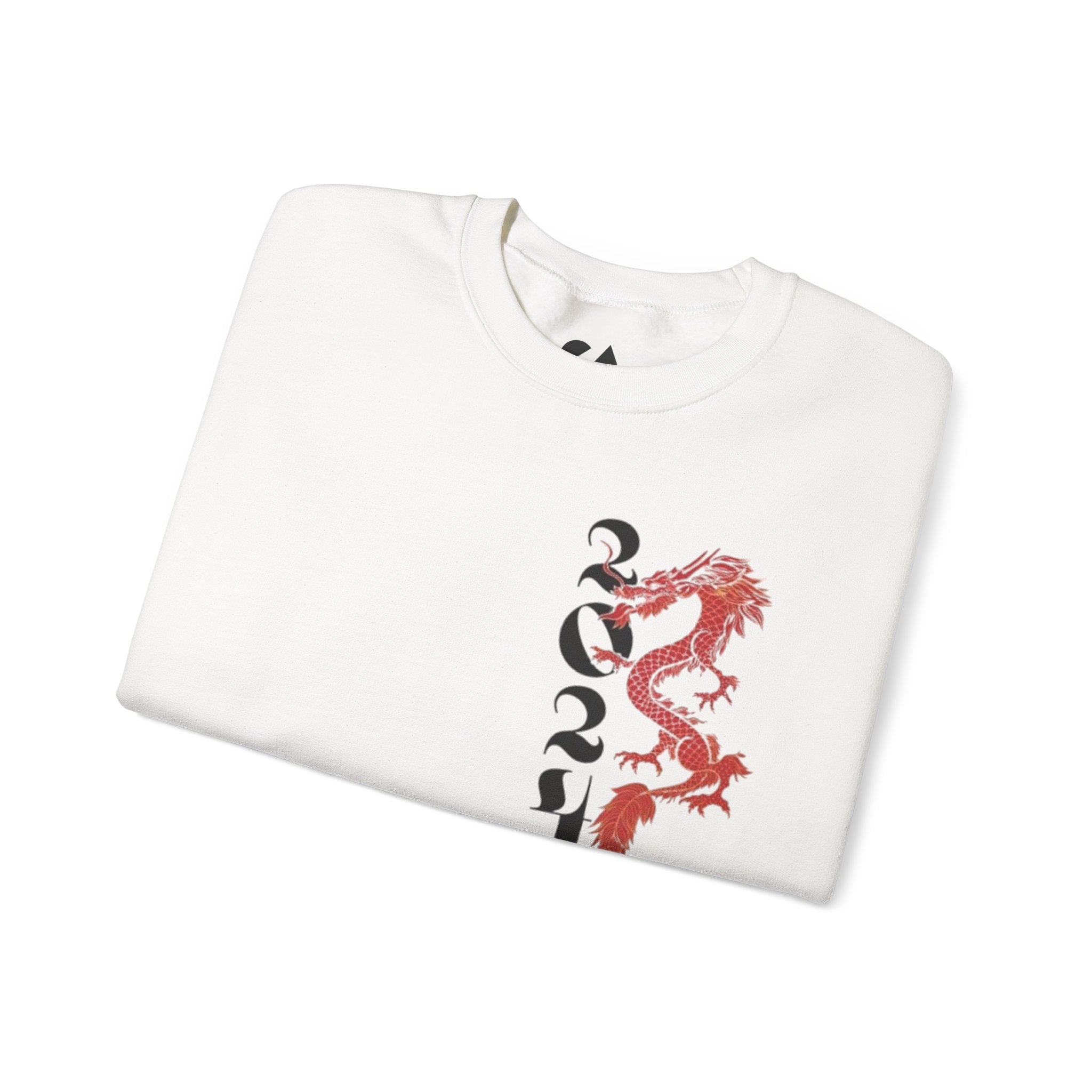Crewneck Sweatshirt — Red Dragon Vertical Kanji Design