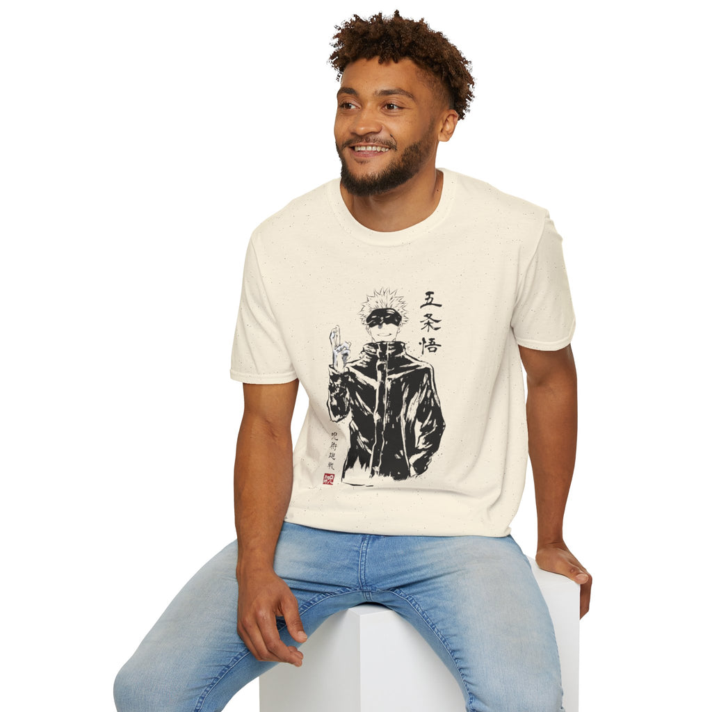 Sumi-E Anime Tee — Ink Brush Gojo Satoru Graphic T-Shirt