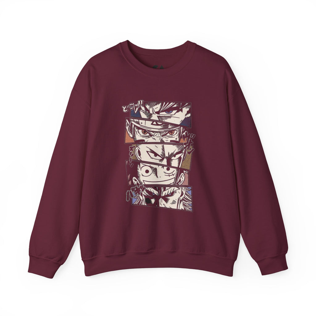 Anime Eyes Crewneck Sweatshirt — Intense Manga Character Panel Design