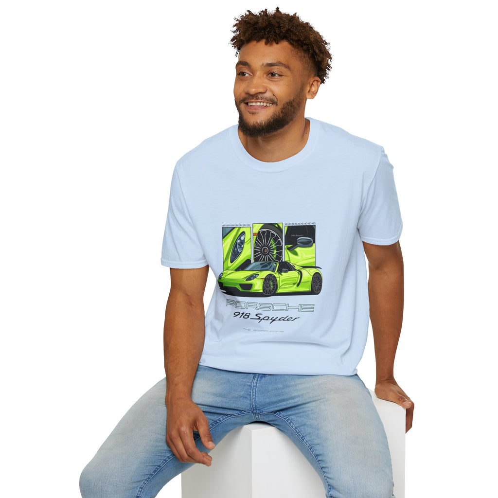 Porsche 918 Spyder Graphic T-Shirt — Neon Green Supercar Art Tee