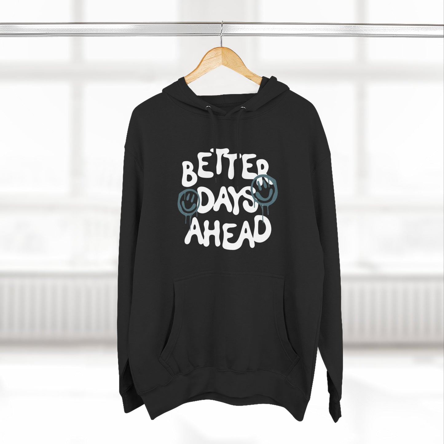 Three-Panel Fleece Hoodie with Motivational Prints