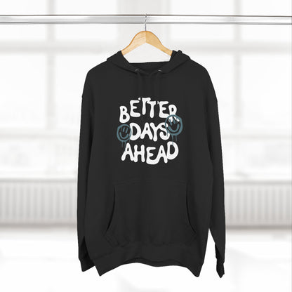 Three-Panel Fleece Hoodie with Motivational Prints