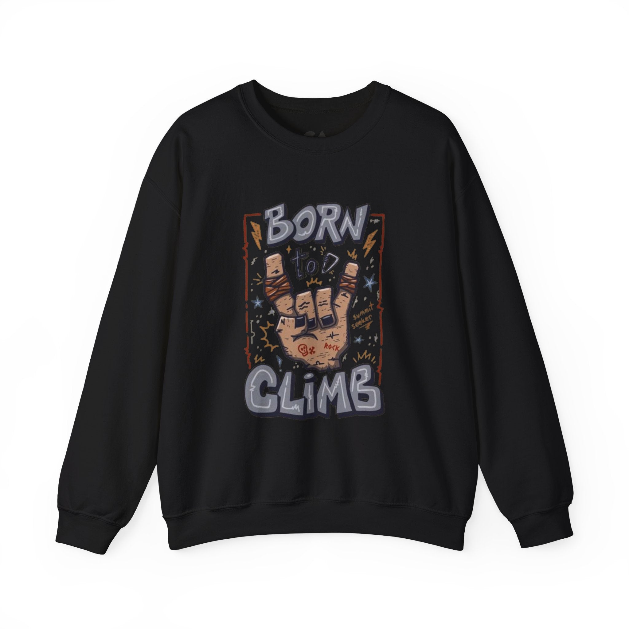 Climbing Crewneck Sweatshirt — "Born to Climb" Rock Climber Graphic